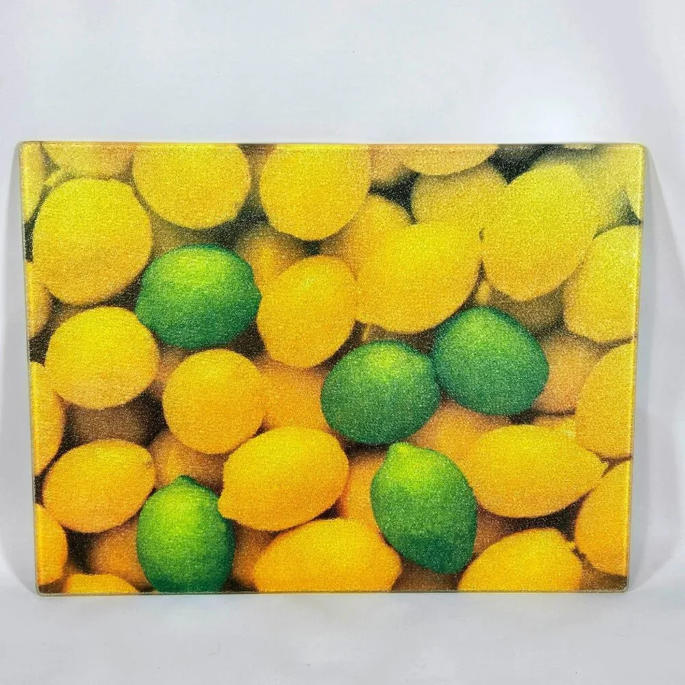 Fresh Lemon Lime Textured Glass Cutting Board Citrus Kitchen Decor 16
